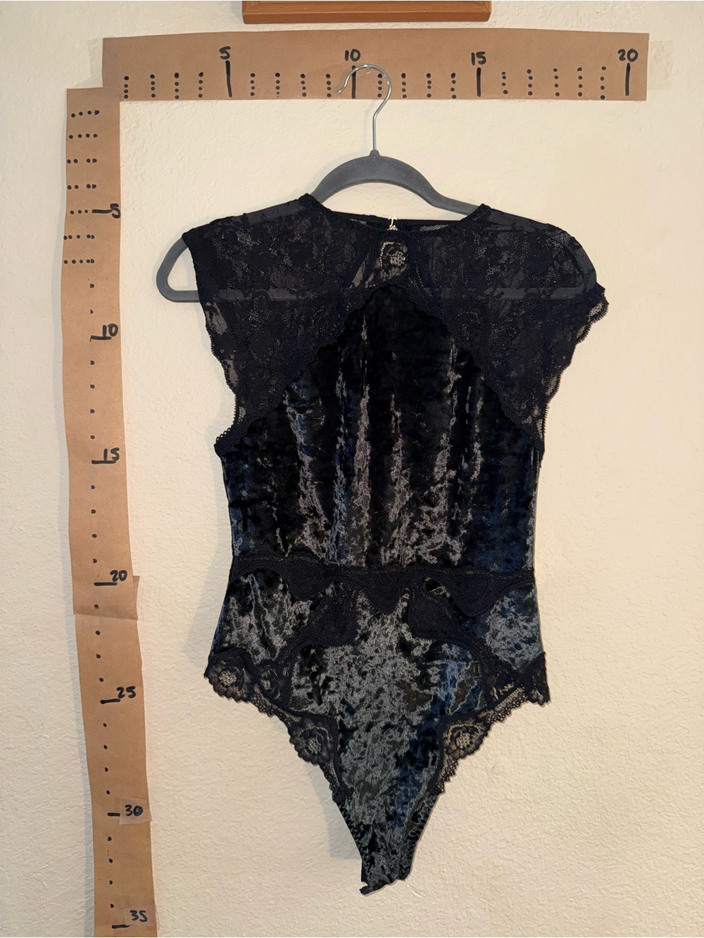 Victoria's Secret Black Lace & Velvet Bodysuit